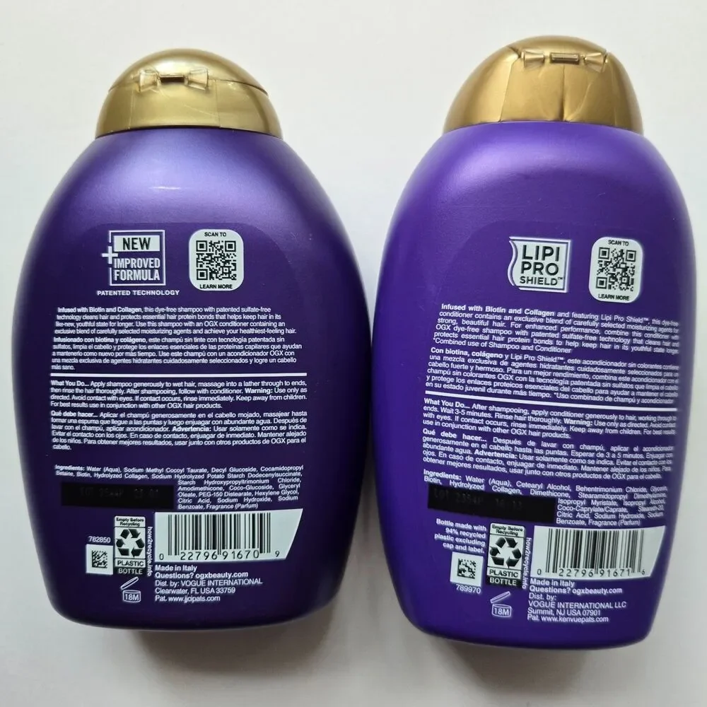 OGX Thick Full Shampoo & Conditioner Biotin Collagen 13 Oz Volume Hair Care